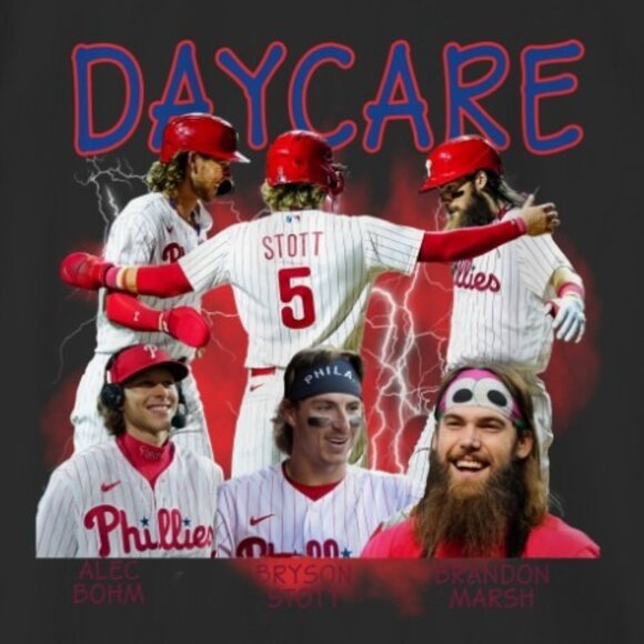 Daycare Baseball Bryson Stott Alec Bohm Brandon Marsh Phillies Fan T-Shirt 134 - Picture 2 of 5